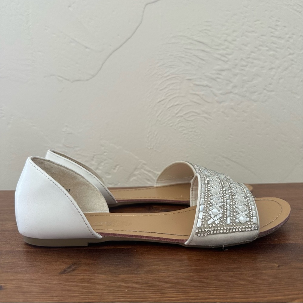 White and sequin Andiamo Flats - wedding guest, garden party